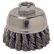 Weiler 2-3/4" Single Row Knot Wire Cup Brush .014" Steel Fill 5/8"-11 UNC Nut 13025